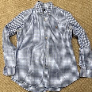 Ralph Lauren Blue and White Plaid Button-Down Shirt